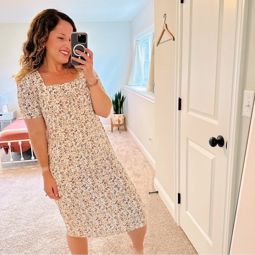 Reformation Jeans Cream Floral Mini Dress XS
